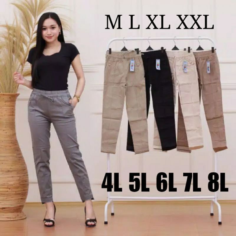 BAGGY PANTS TWILL STRETCH COMBED DIAMOND IMPOR (MELAR) KODE 031 SIZE S M L XL XXL XXXL 5L 7L
