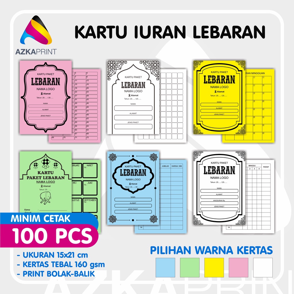 Cetak KARTU IURAN LEBARAN, Kartu Paket Lebaran custom, kartu lebaran