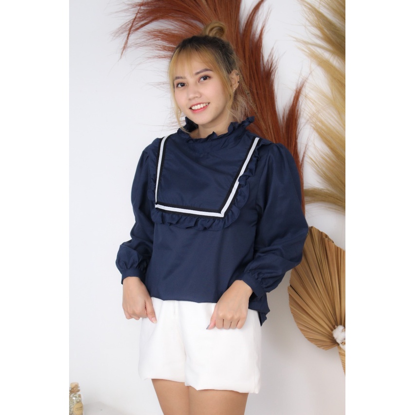 RX Fashion - Boni Top / Blouse Wanita / Atasan Korean Style ( gratis Ongkir ) -BN-NAVY