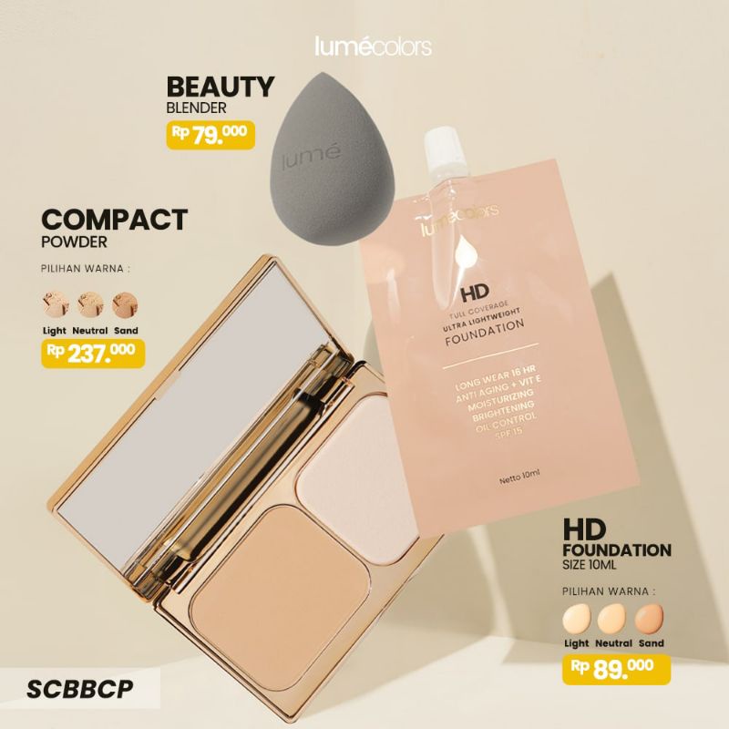 Paket Bundling Lumecolors Foundation  dan Compact Powder Lumecolors Bundle Bedak Padat Lumecolor Lum