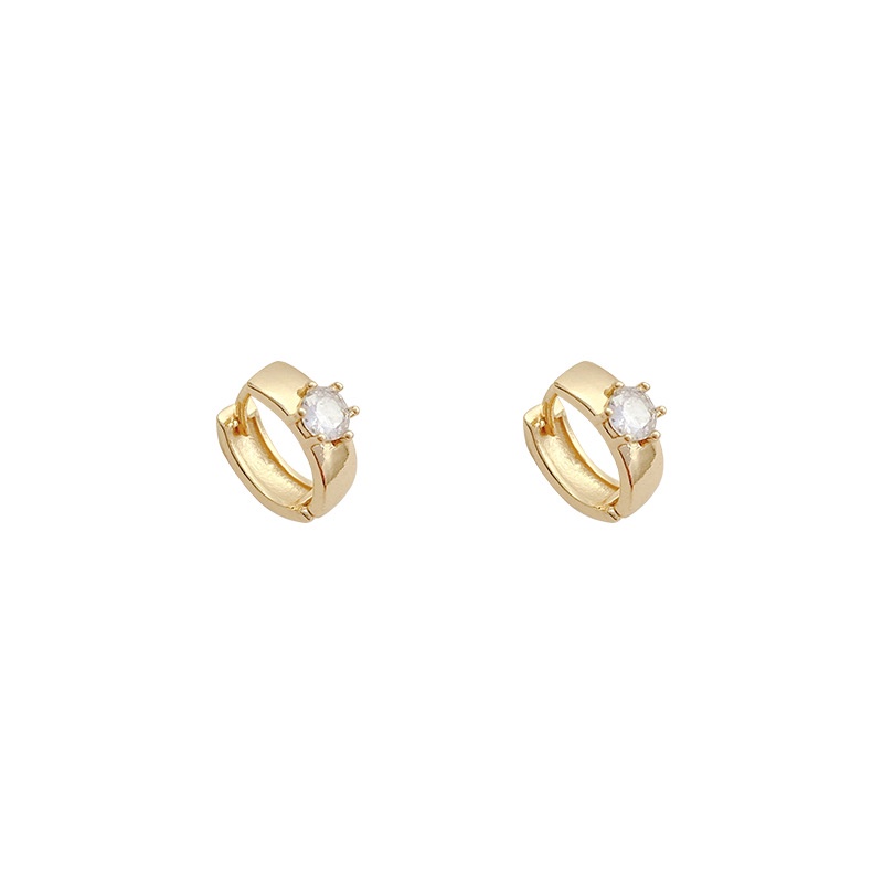 Anting Stud Bahan S925 Silver Needle Aksen Berlian Gaya Klasik