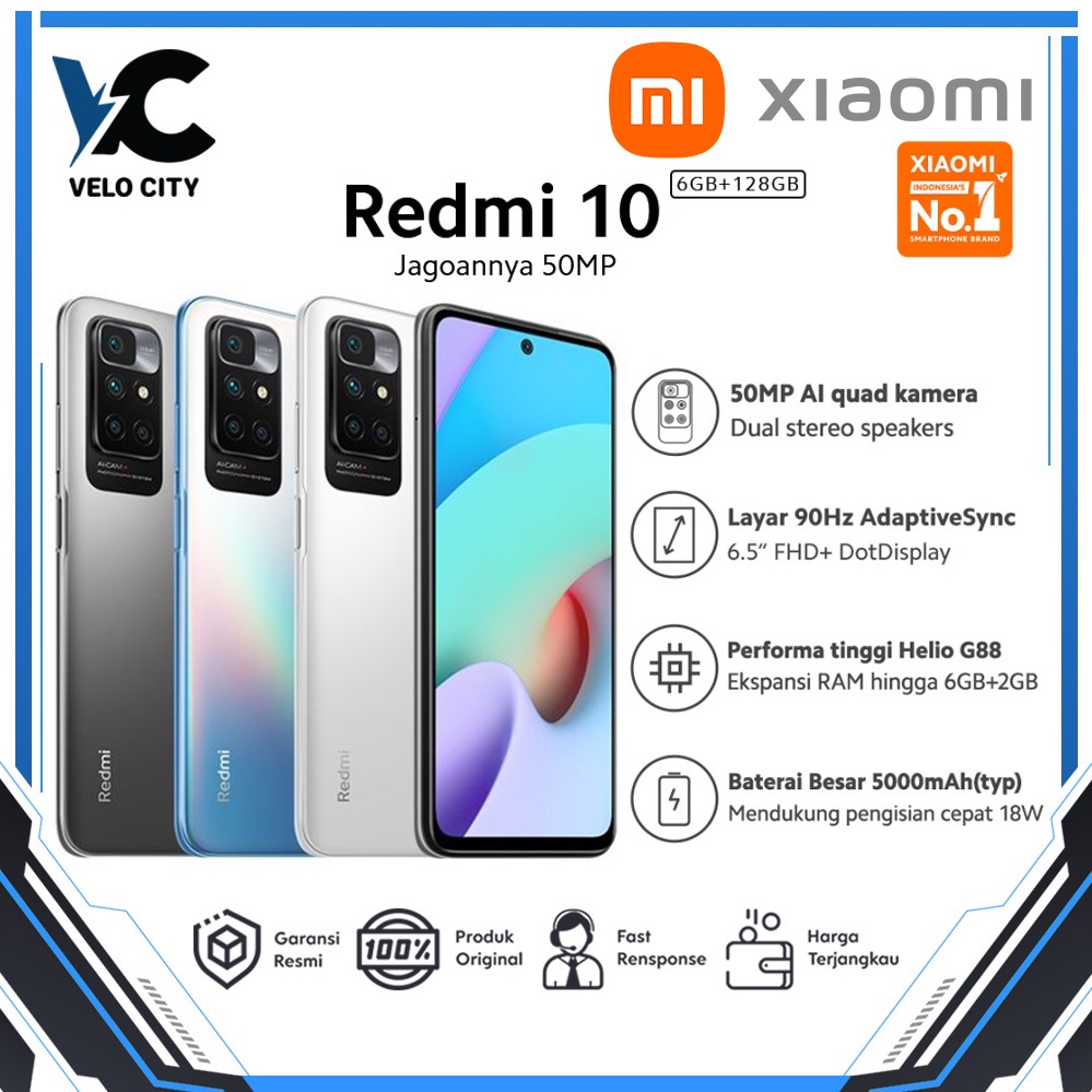 Xiaomi Mi Redmi 10 6/128GB Layar 6.5&quot; Smartphone Android HP Garansi Resmi  TAM