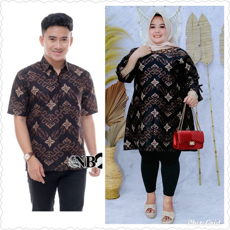 sarimbit baju batik kemeja pria tunik atasan jumbo ld 140 motif zigzag