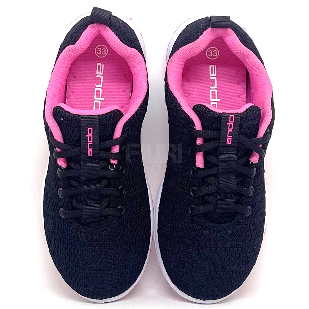 FIURI - ANDO ORIGINAL - REBECCA 33-40 HITAM PINK - SEPATU SNEAKERS SPORT KANVAS SOL KARET ANAK PEREMPUAN - SEPATU KETS FASHION TRENDY WANITA DEWASA - SEPATU OLAHRAGA LARI FITNES SENAM KERJA KULIAH BERTALI CEWEK MURAH PROMO DISKON BONUS KAOS KAKI