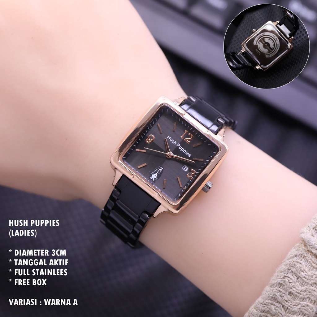 (BISA COD) JAM TANGAN WANITA HUSH PUPPIES FULL STAINLEES TANGGAL AKTIF