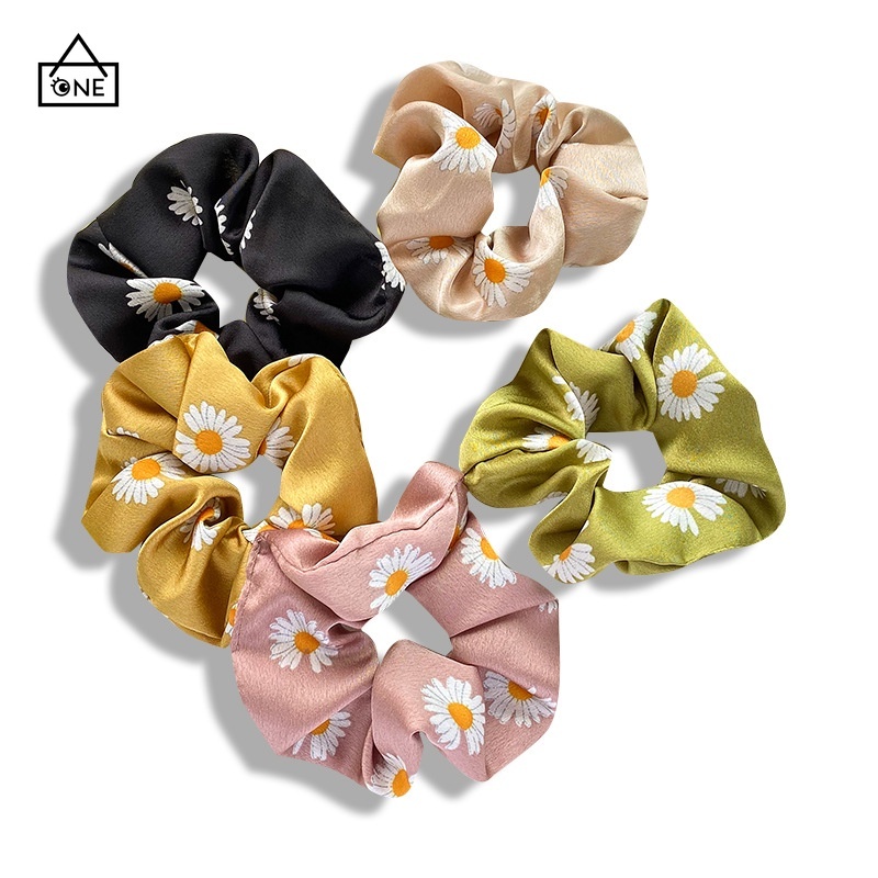 COD Korean Fashion Ikat Rambut Scrunchie Ponytail Elastis Bahan Satin Gelang Untuk Wanita A one