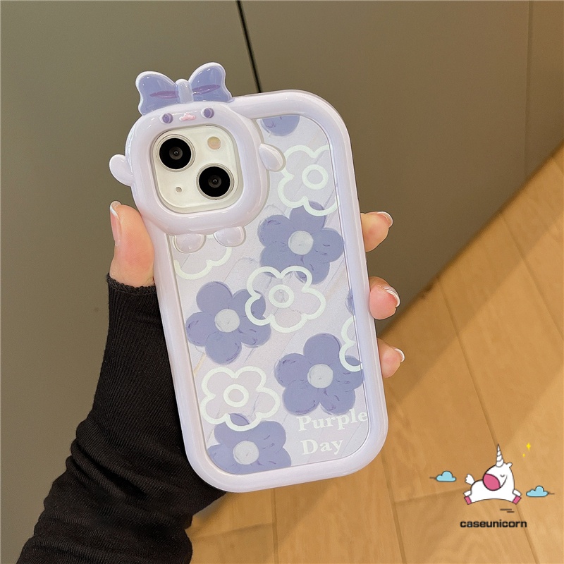 Soft Case Desain Kartun Monster 3D Pita Ungu Untuk iPhone 11 13 12 14 Pro MAX XR 6 6S 7 8 14 Plus X XS MAX