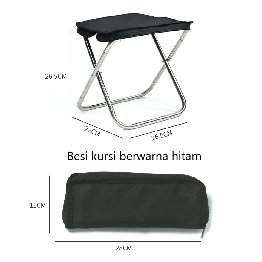 Kursi Lipat Memancing Portable Collapsible Folding Chair - HK010 - Black