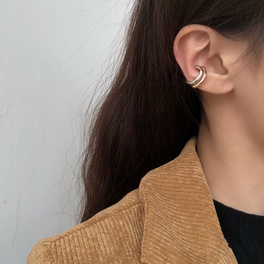 1 Pc Anting Tanpa Tindik Warna Emas Perak Untuk Wanita