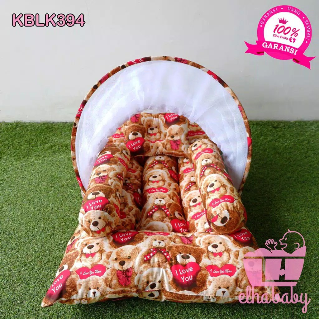 Kasur bayi kelambu set bantal guling lipat tedy Bear lovely termurah