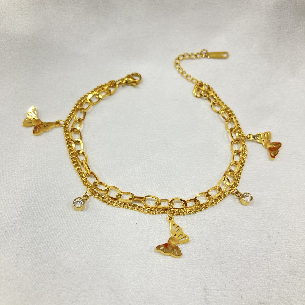 Gelang Tangan 2 Layer Titanium Silver Anti Karat Selamanya