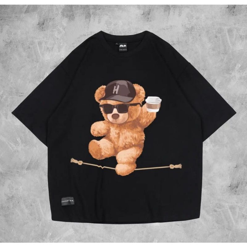 KAOS bear beruwang / KAOS DISTRO / KAOS POLOS "kaos bear ngopi"
