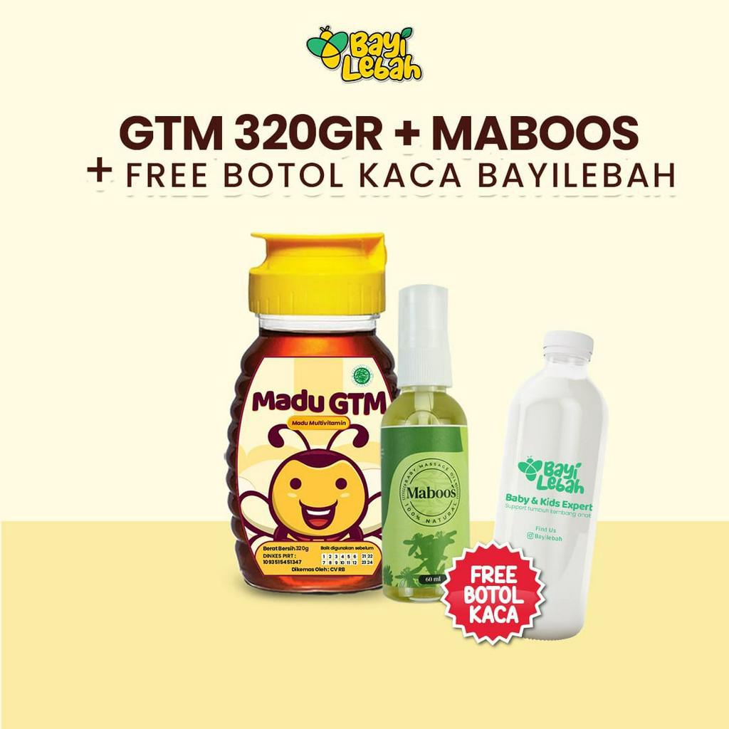 Paket Bundling Madu GTM 320 gr dan Maboos | Madu Bayi Anak | Penambah Nafsu Makan | Minyak Pijat Bayi | Massage Oil