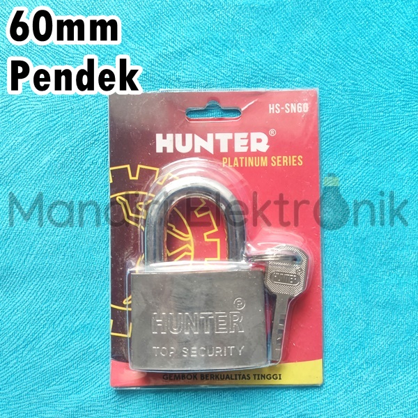 Gembok Hunter 60mm Leher Pendek - Gembok Pintu 60mm Hunter Gembok Chrome SN60