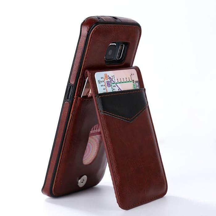 BACK COVER STAND SLOT CASE CARD SAMSUNG GALAXY S7 EDGE BUMPER LEATHER