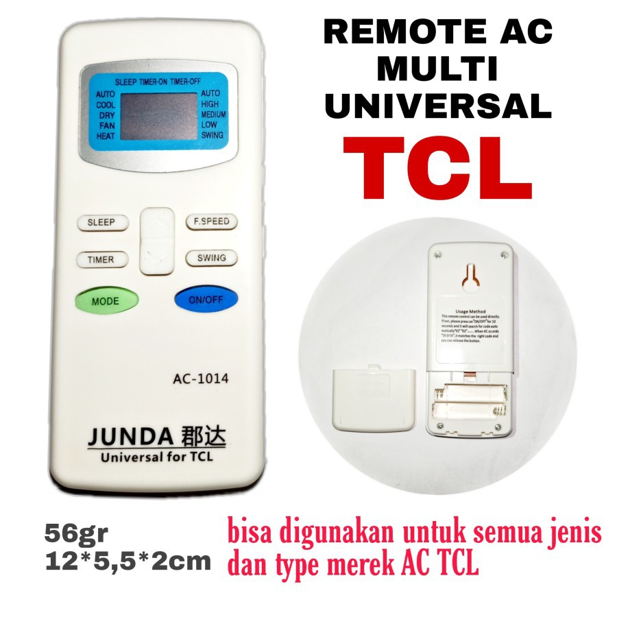 REMOTE AC MULTI UNIVERSAL TCL JUNDA AC-1014