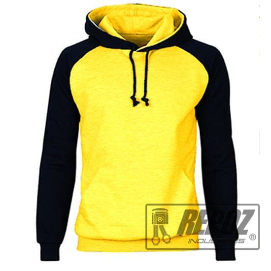 Jaket Polos Hoodie Hitam Kuning