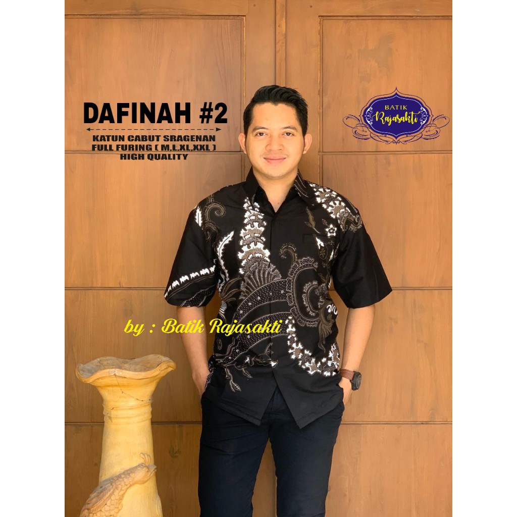 DAFINAH 2 Baju Kemeja Batik Pria Lengan Pendek PREMIUM  FULL FURING Rajasakti SOLO