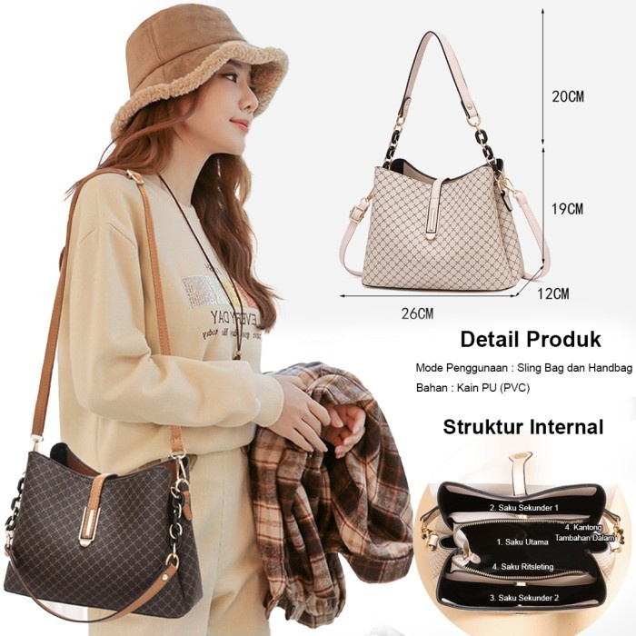 Tas Selempang Wanita Sling Bag Hand Bag Import Warna Khaki