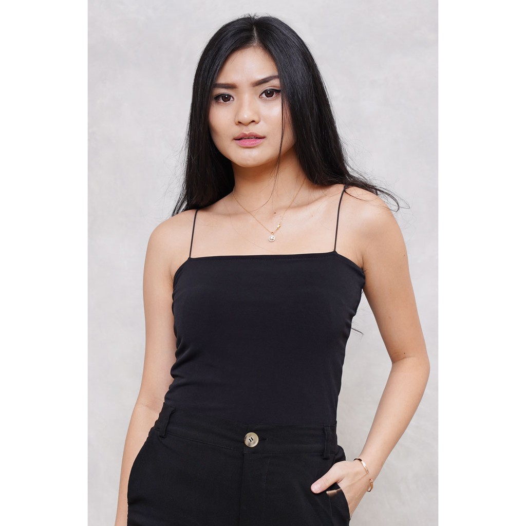 JANE COLLECTION || Atasan Wanita Tanktop Square Neck Atasan Tank Top Hitam Crop Kamisol Inner Putih Tengtop Tali Spaghetti Satu Lilac Quadrat Top