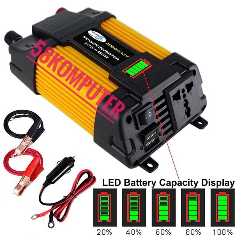 Power Inverter Mobil 4000W Mengubah arus DC ke AC DC 12V/24V to AC 220V 4000W - CMZ-4000 2 USB Port LED