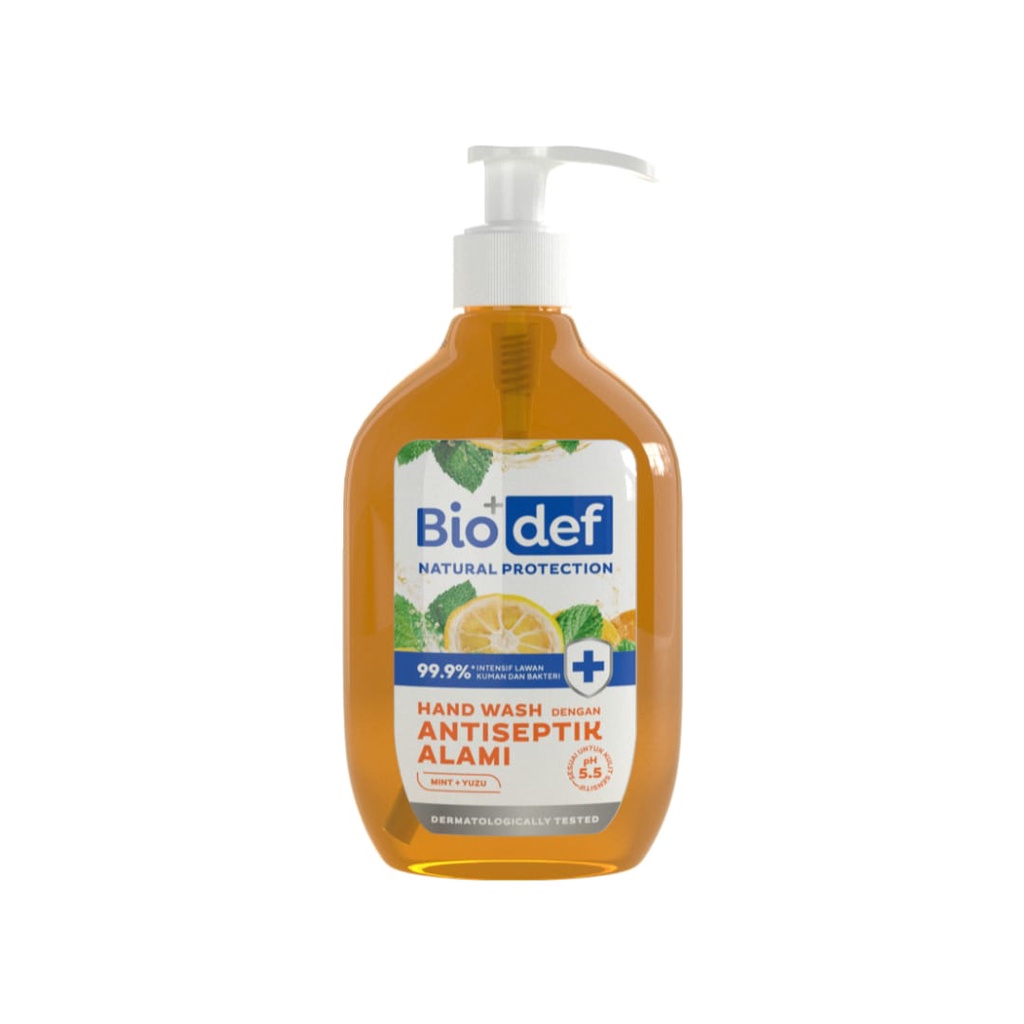 Biodef Natural Protection Mint + Yuzu Hand Wash ( Botol 250mL &amp; Refill 200mL )