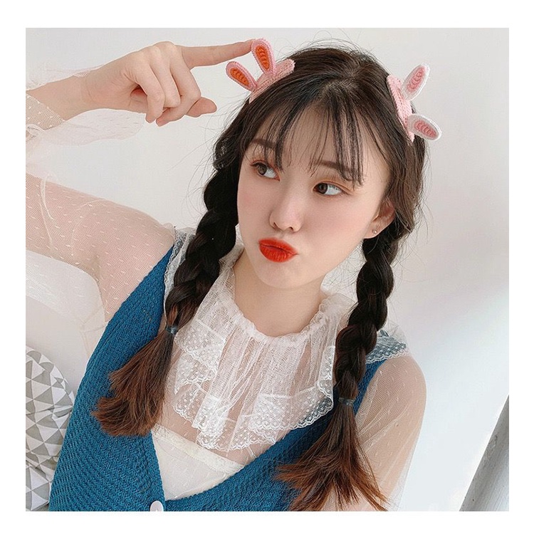 JY IR 8 Hairclip / Jepitan rambut Rajut / Klip Jepit Model Animal Ear Gaya Korea / Amigurumi