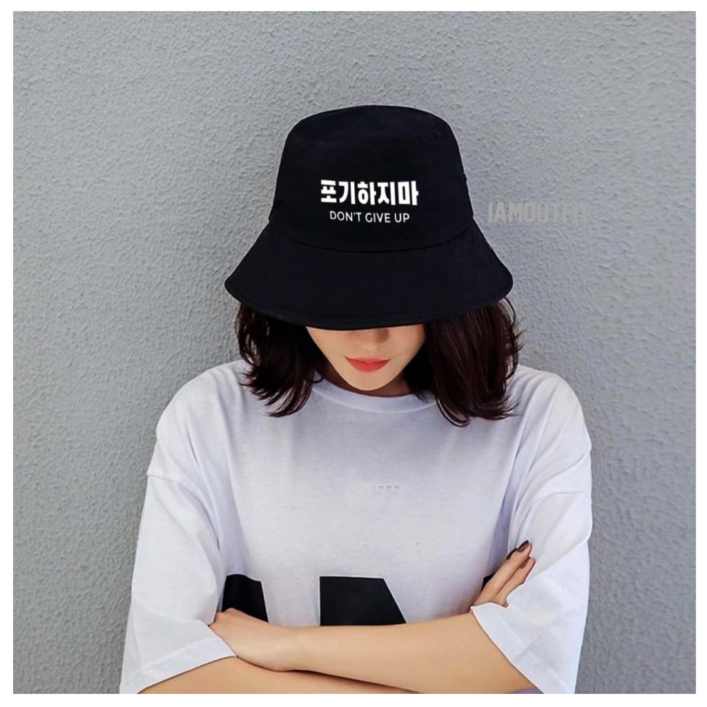Topi Bucket Hitam Tulisan Typography Pria Wanita Gambar Logo Netflix Bendera Style Populer 2021