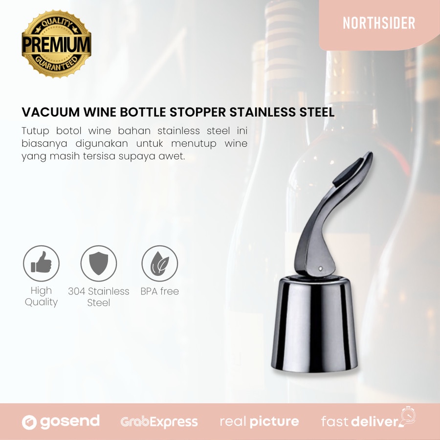 TUTUP BOTOL WINE | VACUUM WINE BOTTLE STOPPER STAINLESS STEEL