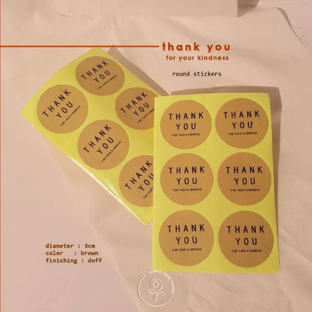 

6pcs Thank You For Your Kindness Round Stickers Coklat Brown Packaging Cookies Plastik