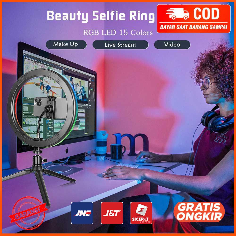 Lampu Ring Light RGB LED 12W 156 LED 13 Inch 1 Holder - F-330Q