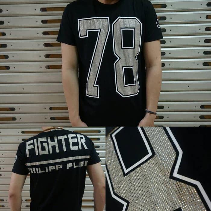 kaos oblong PHILIPP PLEIN 78 FIGHTER bodyfit import
