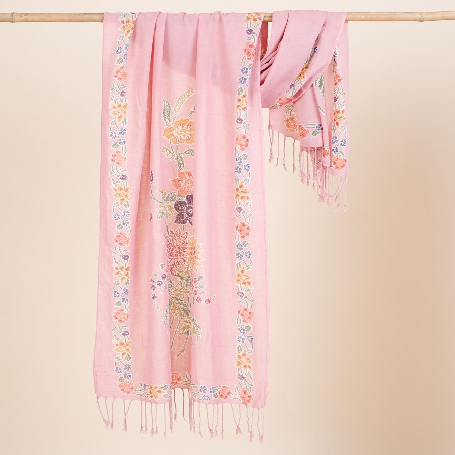Selendang Batik Encim Pekalongan Meradelima Paris-Dusty Pink