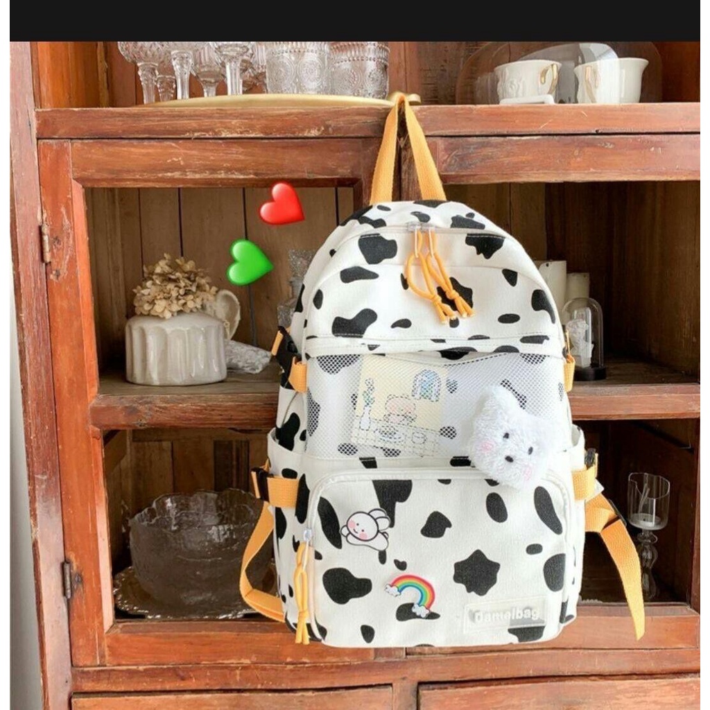 Tas Ransel Perempuan Terbaru Motif Sapi lucu Korean Style