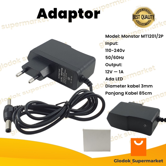 Adaptor 12v 1a Monstar Adapter DC Switching 12 Volt 1 Ampere