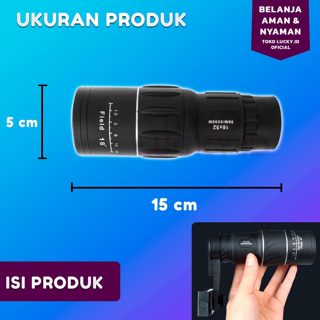 Teleskop Lensa Zoom HP Monocular 16*52 40mm Focus Day Night Jarak Jauh