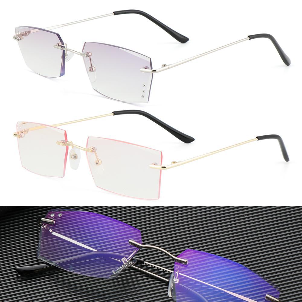 Populer Kacamata Baca Anti Blue Light Anti-Letih Anti-UV Transparan Metal Frame Eyeglasses