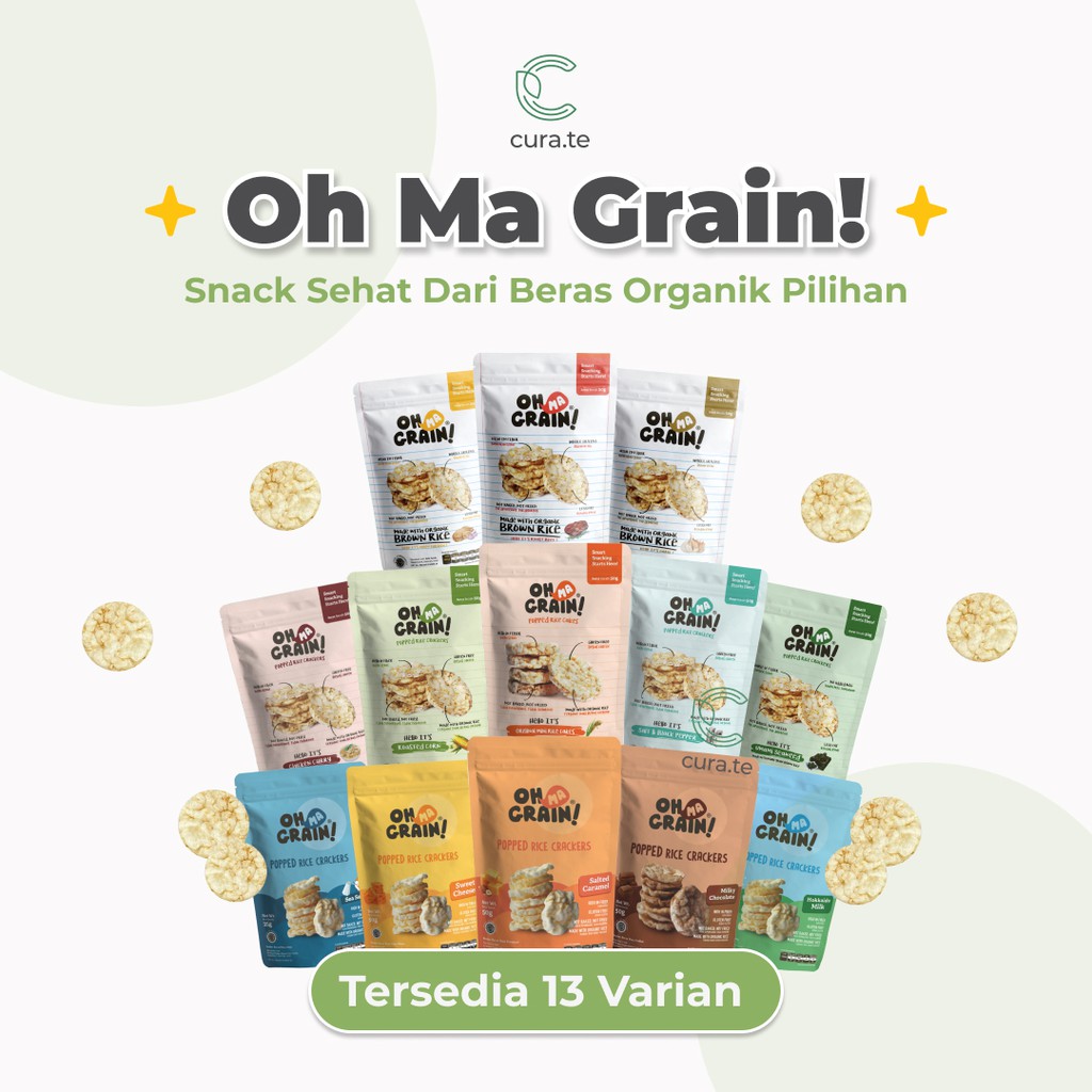 OH MA GRAIN RICE CRACKERS BERAS | KERIPIK KREKERS RICE CRISPY NON MSG SNACK CEMILAN DIET CAMILAN SEHAT ANAK