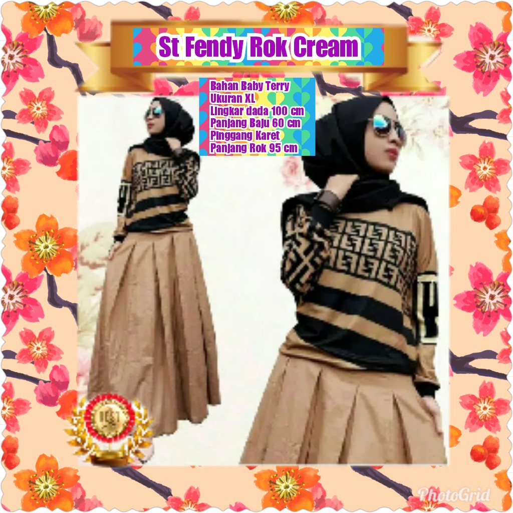 ST FENDY ROK CREAM / SETELAN WANITA MUSLIM/TERPOPULER/TERLARIS/TERMURAH/KONDANGAN/PESTA