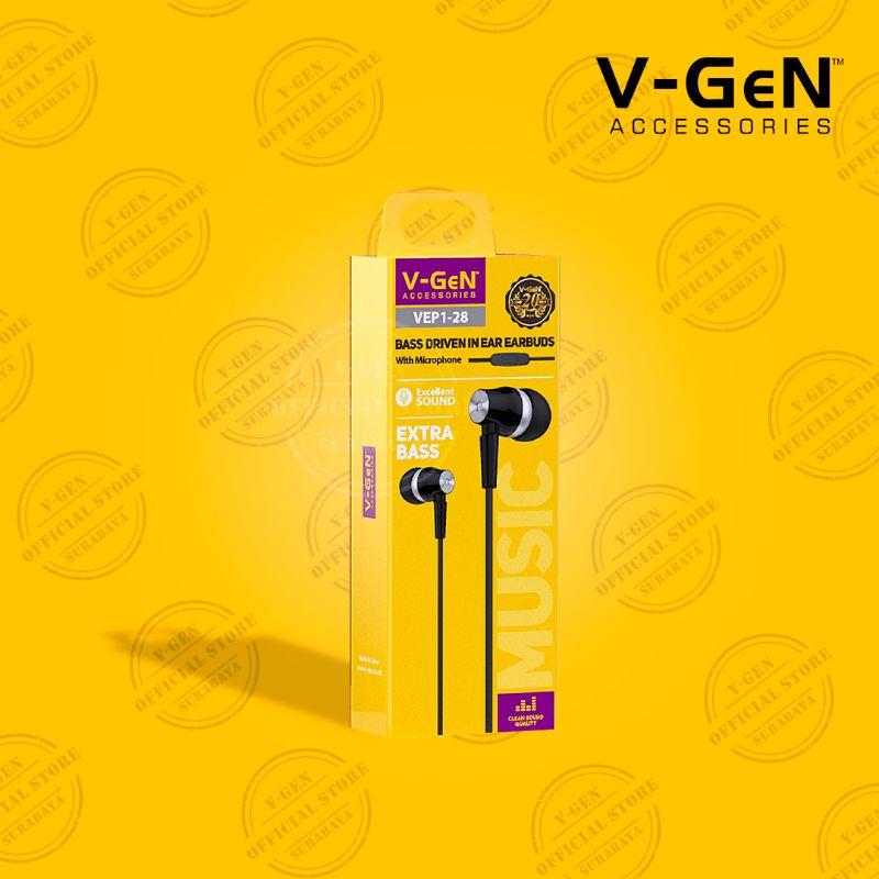 Headset Murah V-GeN VEP1-28 Wired Handsfree Headset Stereo Sound