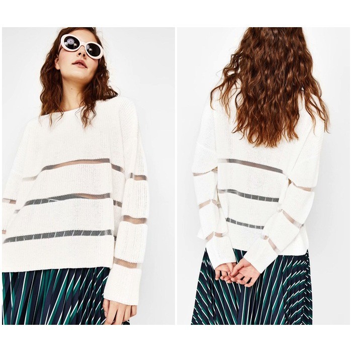 [baju wanita korea]  Sweater Rajut Knit Wanita Korea Import Hitam Putih Black