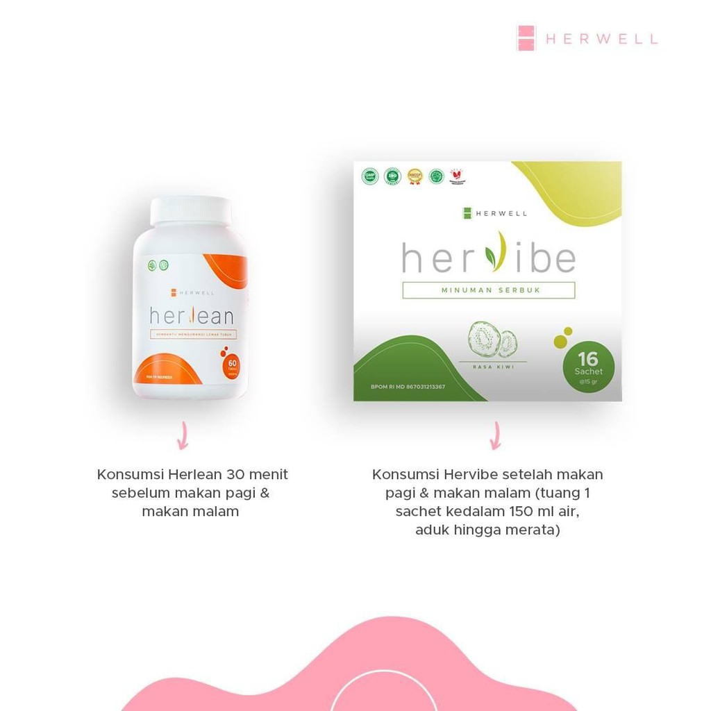 Hervibe 1 Box Original Herwell Official Diet Langsing BPOM Halal Free Ongkir