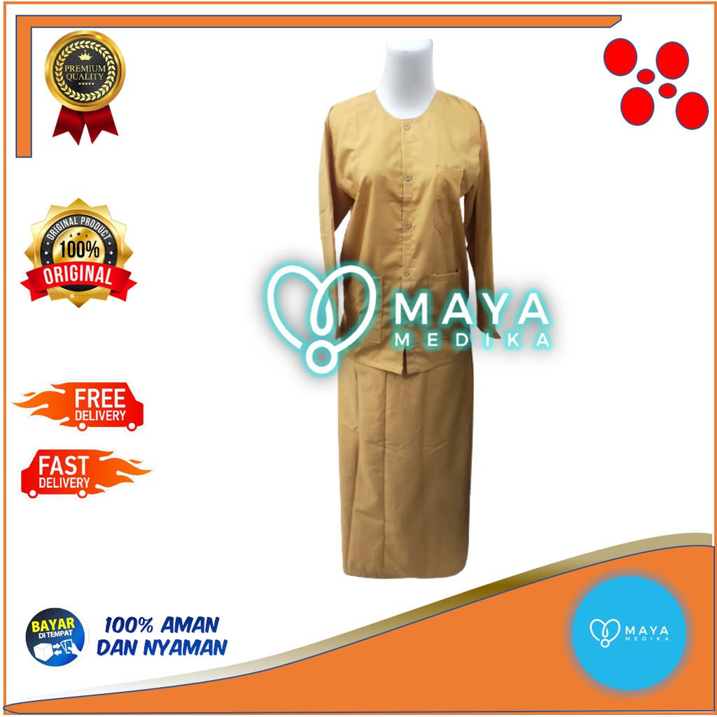 Baju OK / Cokelat / Lengan Panjang / Baju Kancing / Rok