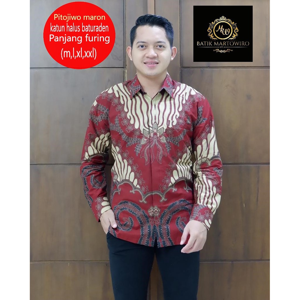 PITOJIWO MARRON kemeja batik pria lengan panjang terbaru modern ORIGINAL BY MARTOWIRYO