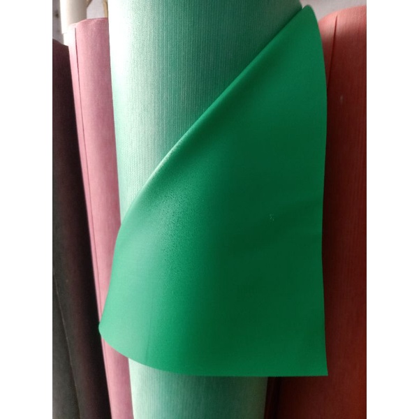 KULIT SINTESIS/KULIT IMITASI MOTIF POLOS bisa buat perlak bayi-Hijau muda