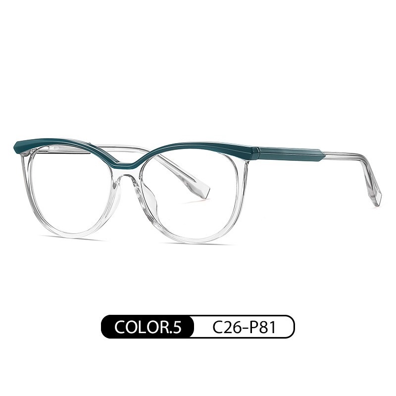 Kacamata Model Mata Kucing TR90 Anti Blue Light Bahan Metal Gaya Barat Untuk Wanita