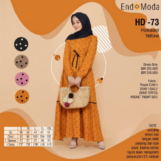 GAMIS ENDOMODA HD-73 POLKADOT | HOME DRESS ENDOMODA HD 73 MOTIF 1 VERSI 1