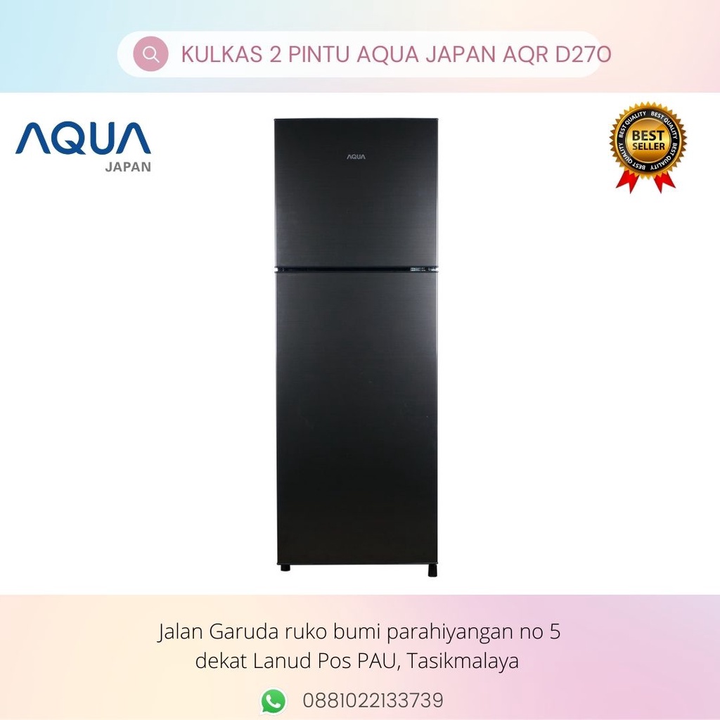 KULKAS AQUA JAPAN 2 PINTU AQR D270 BLACK