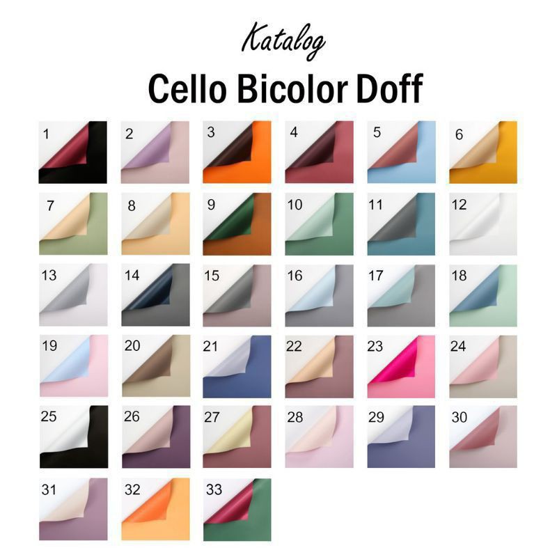 

(1 pack/20 lembar) Cellophane Bicolor Doff/Kertas Buket 2 Warna 1-16