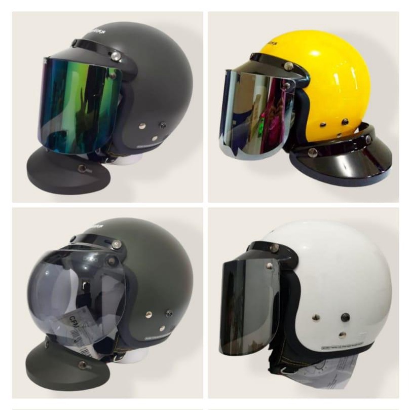 HELM BOGO MODEL EKOR/BUNTUT + KACA  (FREE PACKING )